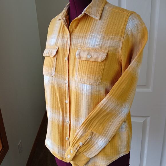 Universal Thread Cotton Yellow Plaid Button-up Shirt S yellow white long sleeve - Picture 2 of 12